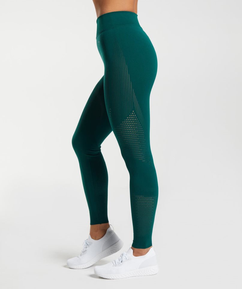 Legginsy Gymshark Warp Knit Damskie Zielone | PL 931VZX